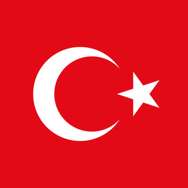 Turkish flag graphic representing Turkey passport and visa photo services at PhotoLounge.